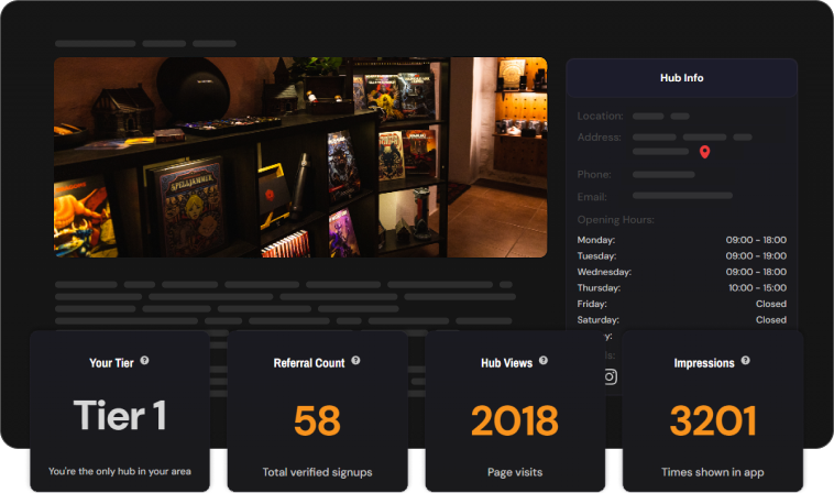 A partner venue page on Groupfinder
