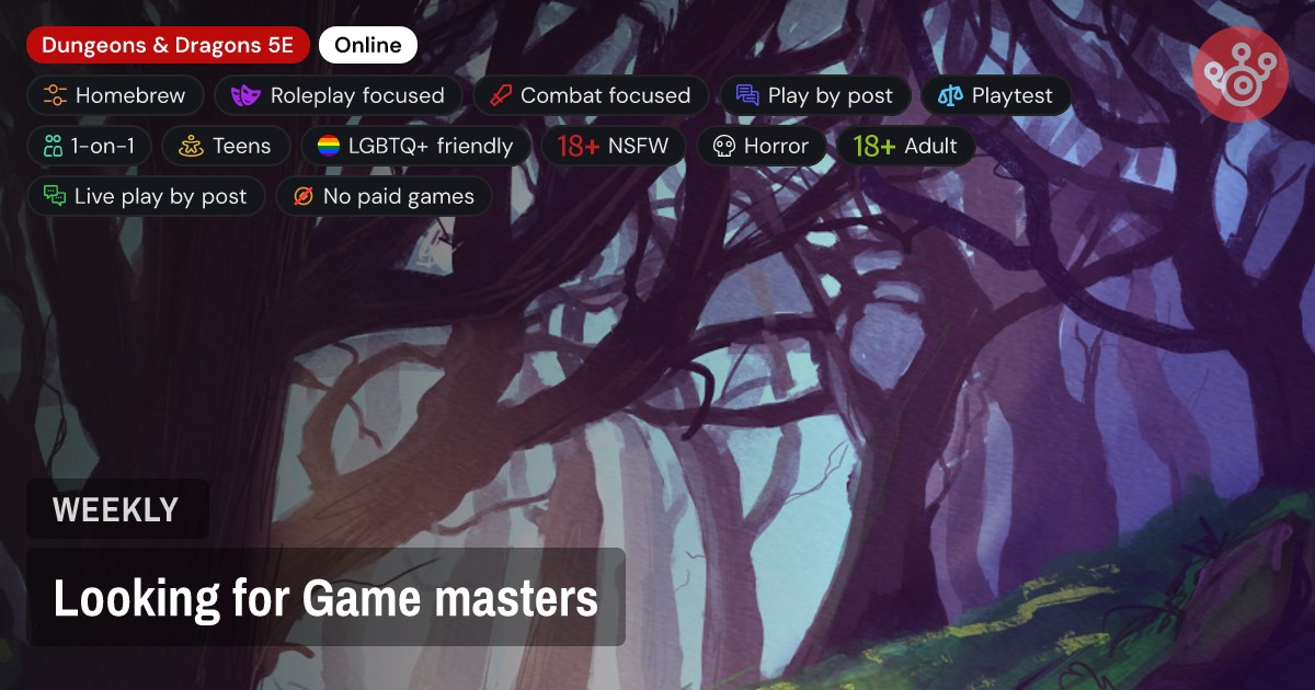 Looking for Game masters